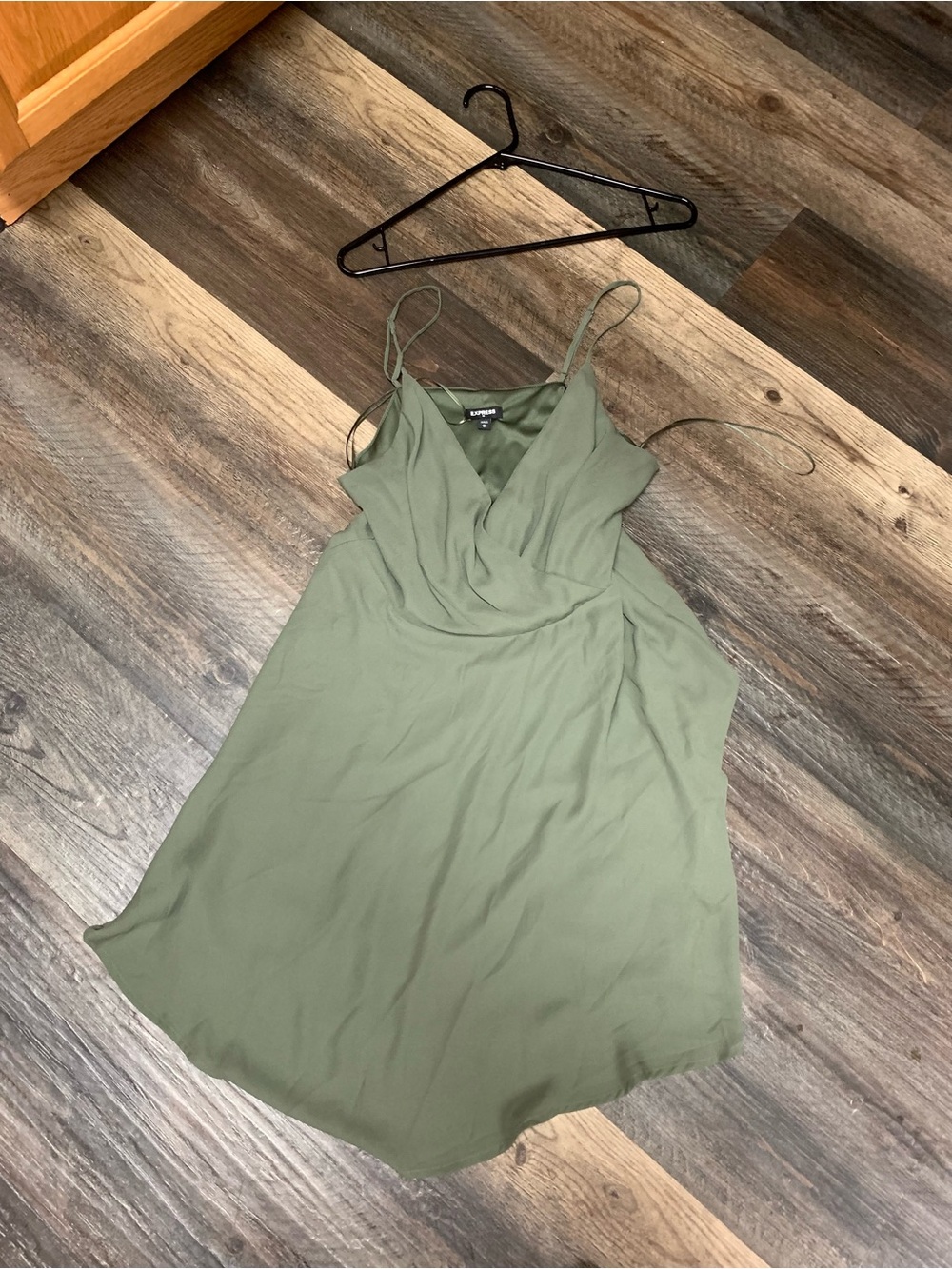 Express Olive Green Spaghetti Strap Mini Dress